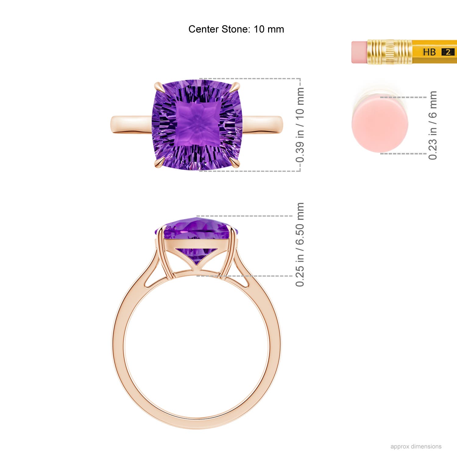 AAAA - Amethyst / 3.5 CT / 14 KT Rose Gold