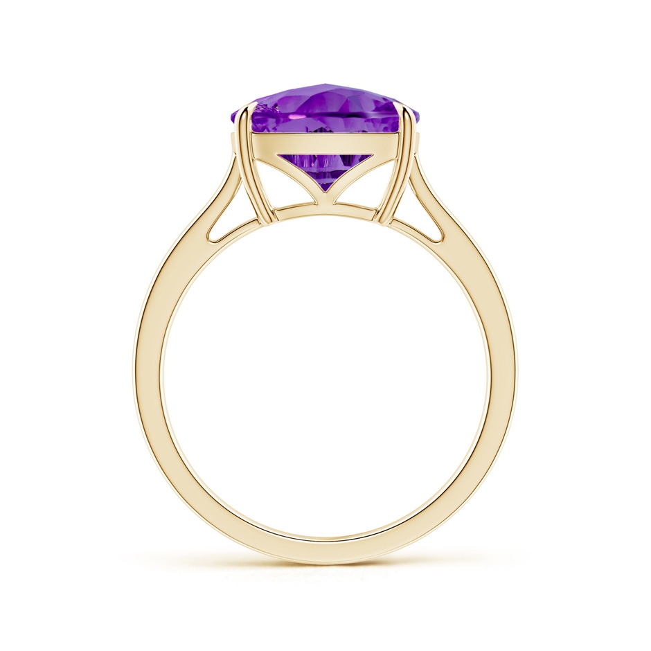 10mm AAAA Claw-Set Cushion Amethyst Solitaire Cocktail Ring in Yellow Gold side-1