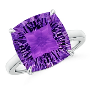 12mm AAAA Claw-Set Cushion Amethyst Solitaire Cocktail Ring in P950 Platinum