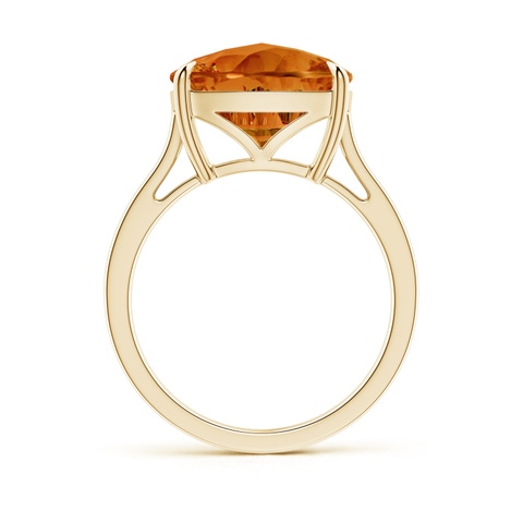 12mm AAAA Claw-Set Cushion Citrine Solitaire Cocktail Ring in Yellow Gold - side 2