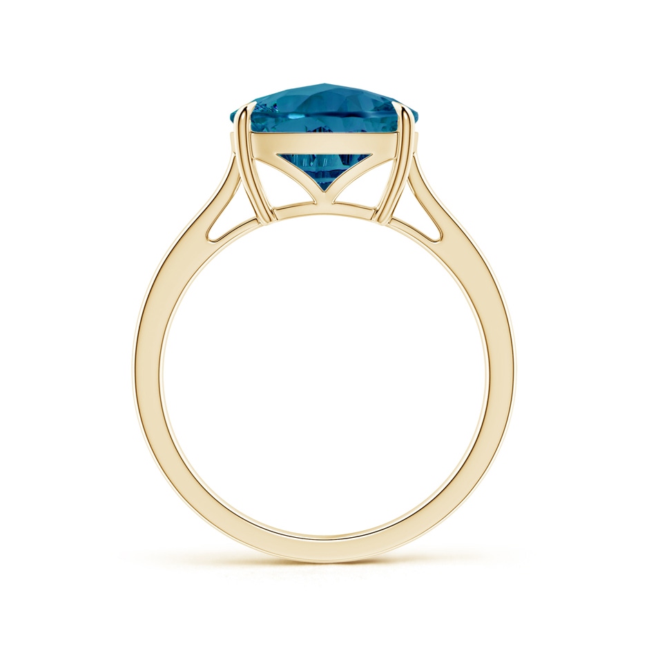 10mm AAAA Claw-Set Cushion London Blue Topaz Solitaire Cocktail Ring in Yellow Gold side-1