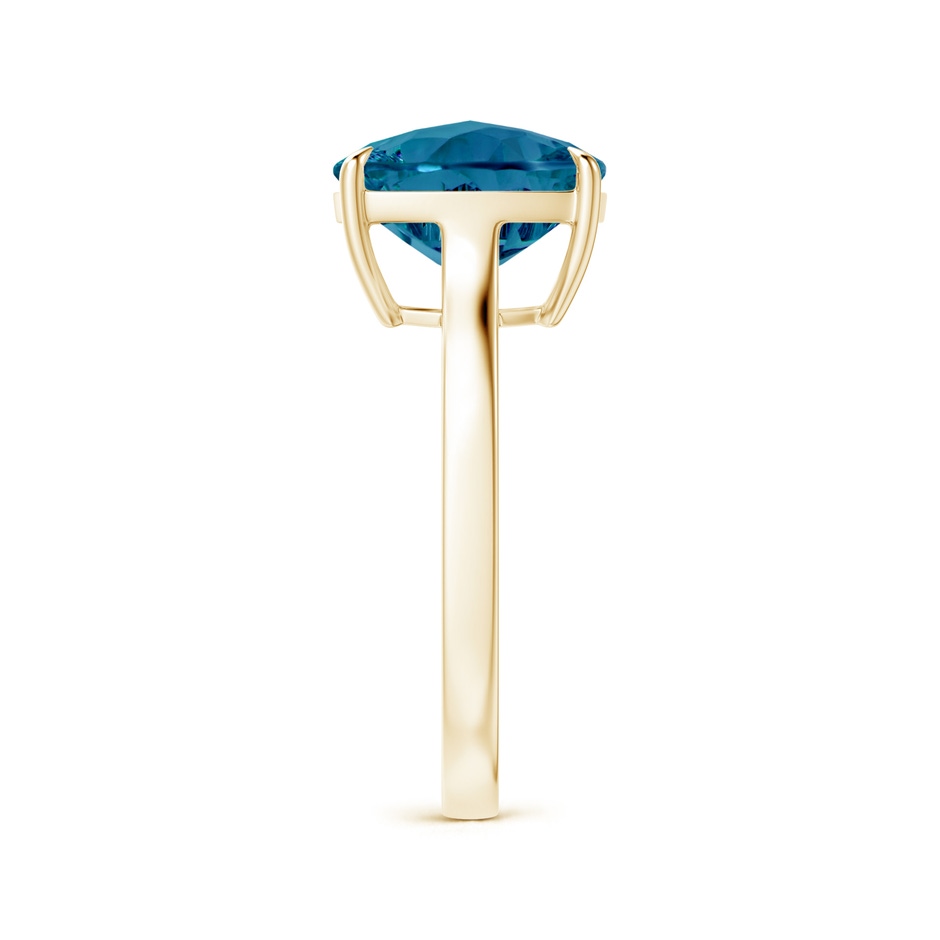 10mm AAAA Claw-Set Cushion London Blue Topaz Solitaire Cocktail Ring in Yellow Gold side-2