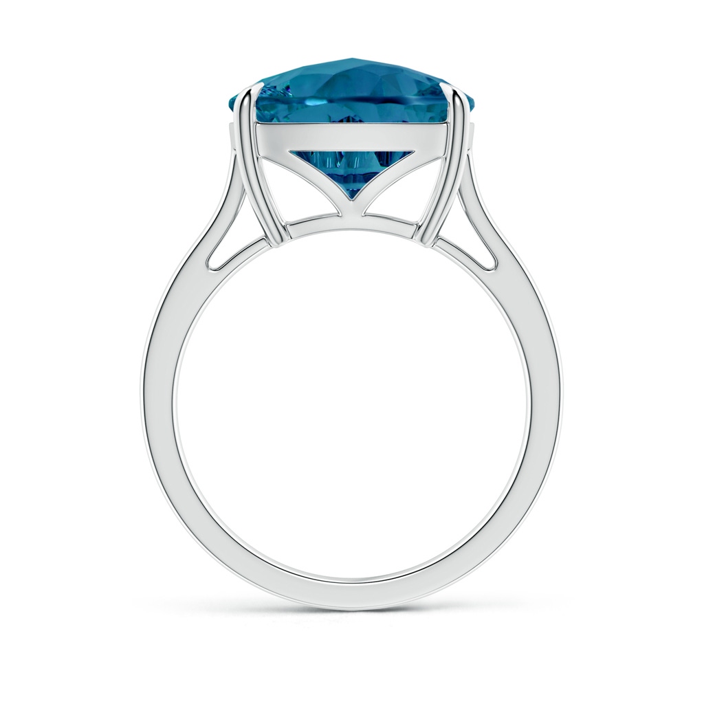 12mm AAAA Claw-Set Cushion London Blue Topaz Solitaire Cocktail Ring in P950 Platinum Side-1