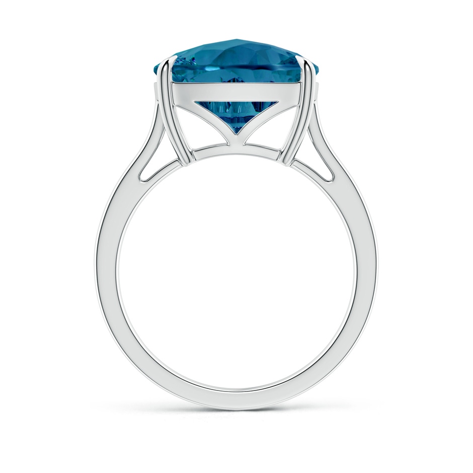 12mm AAAA Claw-Set Cushion London Blue Topaz Solitaire Cocktail Ring in White Gold side-1