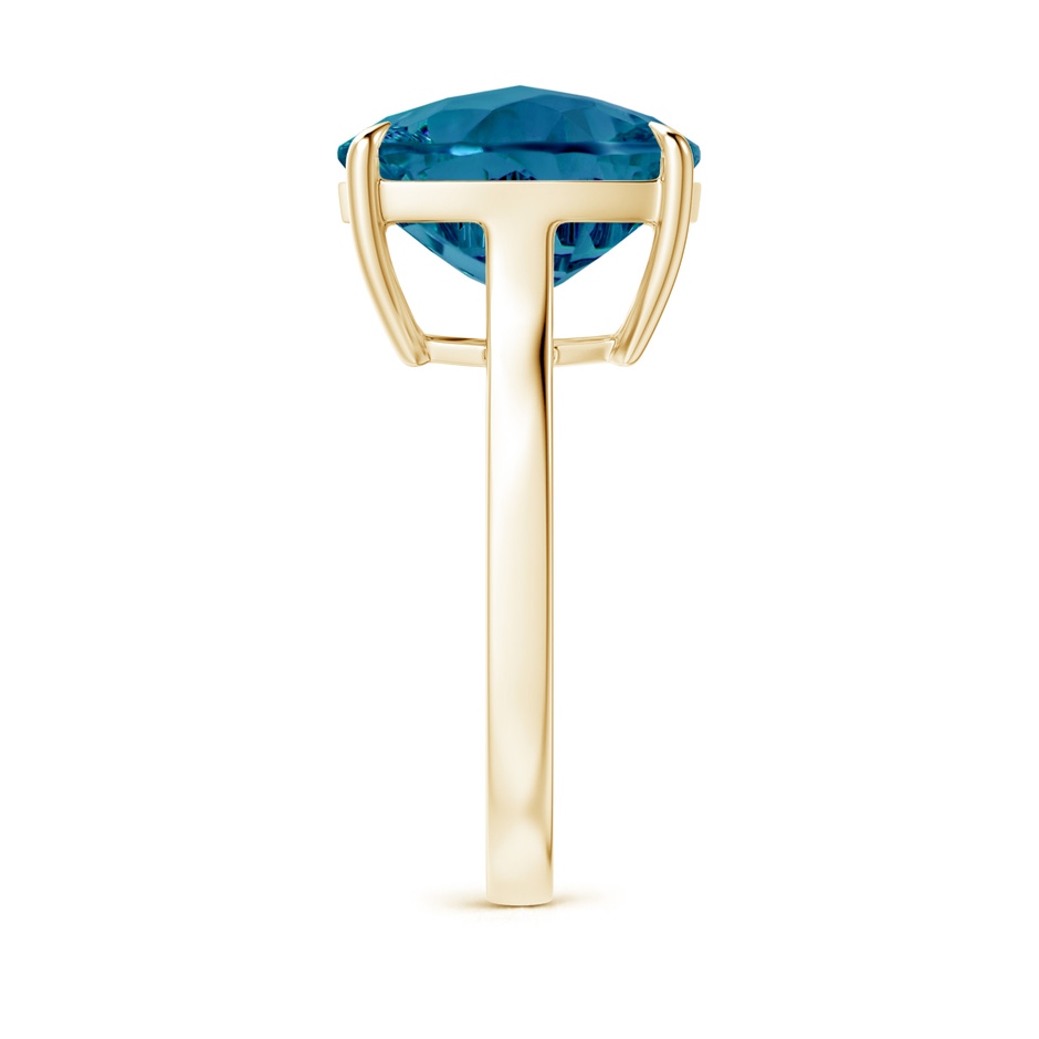 12mm AAAA Claw-Set Cushion London Blue Topaz Solitaire Cocktail Ring in Yellow Gold side-2