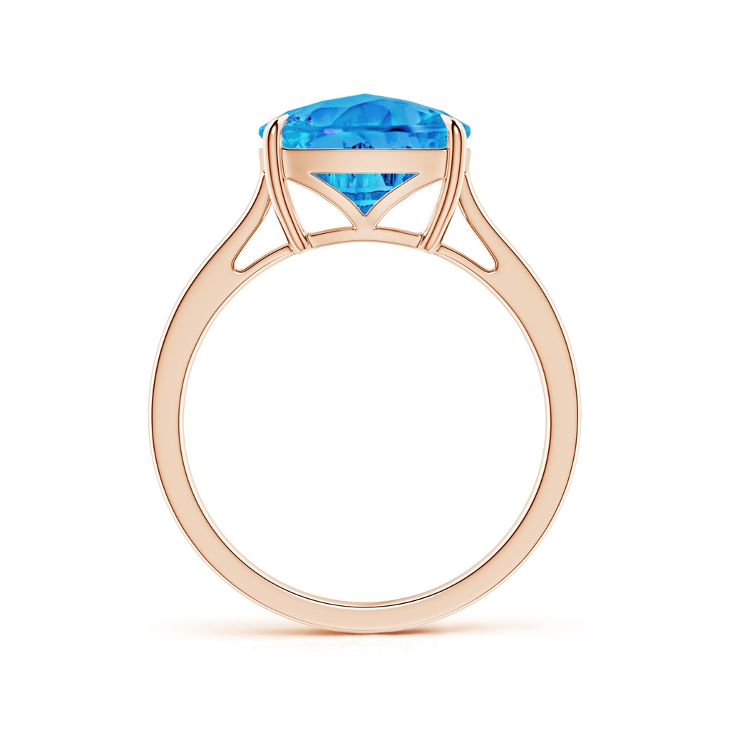 10mm AAAA Claw-Set Cushion Swiss Blue Topaz Solitaire Cocktail Ring in Rose Gold - side_1