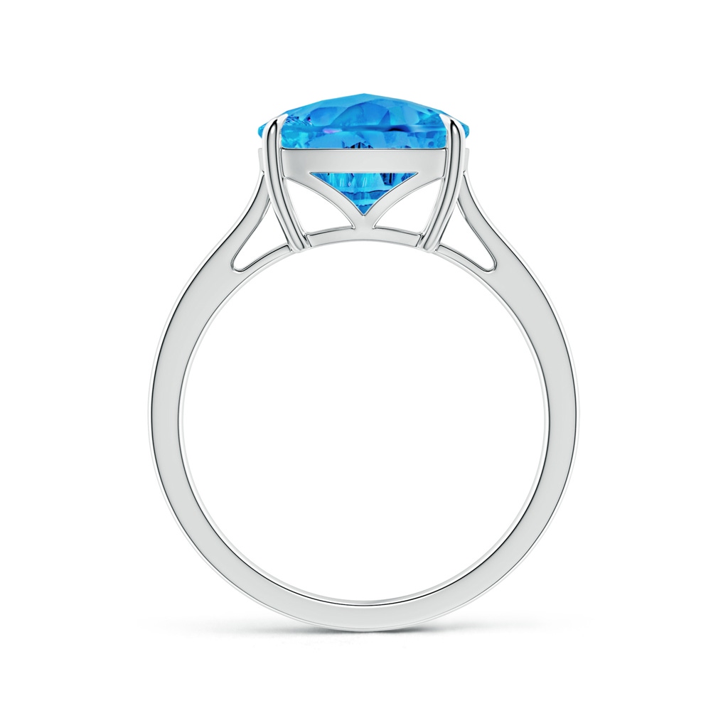 10mm AAAA Claw-Set Cushion Swiss Blue Topaz Solitaire Cocktail Ring in White Gold - side_1