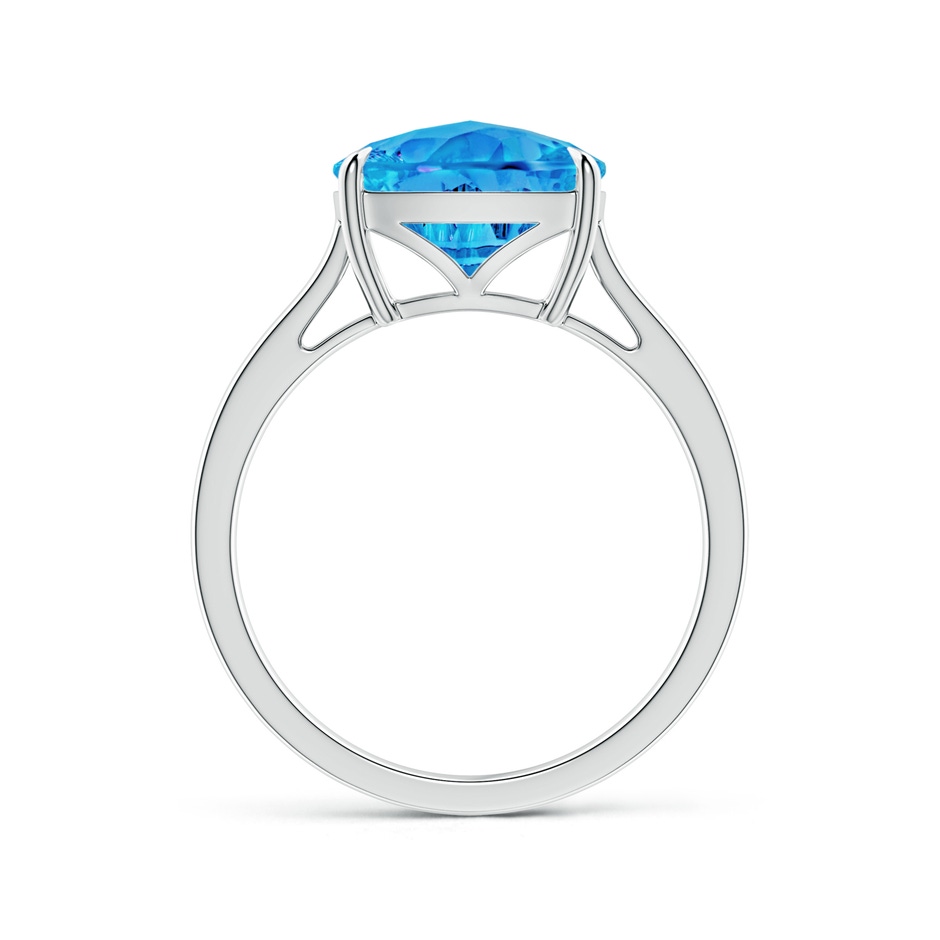 10mm AAAA Claw-Set Cushion Swiss Blue Topaz Solitaire Cocktail Ring in White Gold side-1