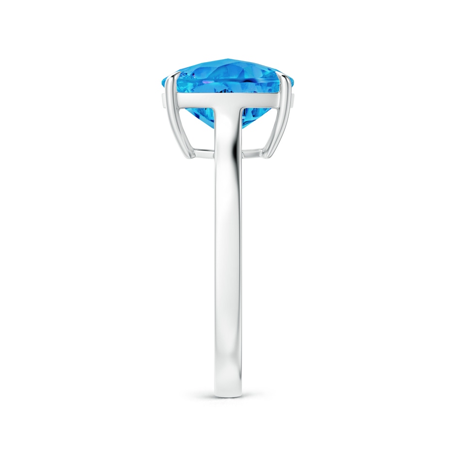 10mm AAAA Claw-Set Cushion Swiss Blue Topaz Solitaire Cocktail Ring in White Gold side-2