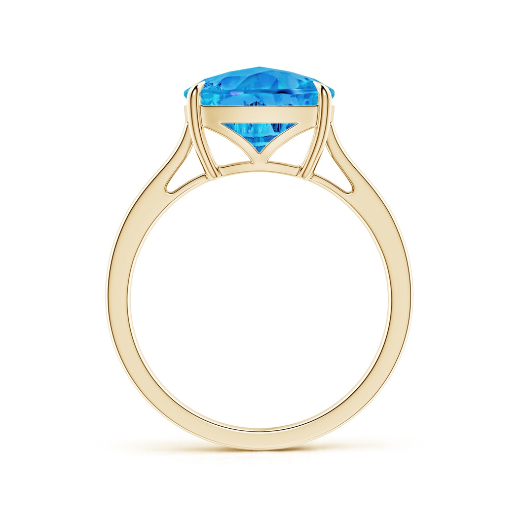 10mm AAAA Claw-Set Cushion Swiss Blue Topaz Solitaire Cocktail Ring in Yellow Gold - side_1