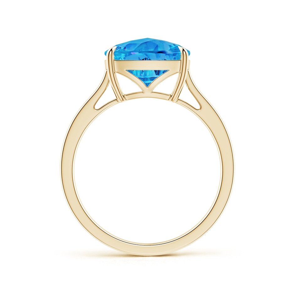 10mm AAAA Claw-Set Cushion Swiss Blue Topaz Solitaire Cocktail Ring in Yellow Gold side-1