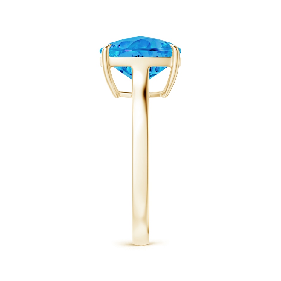 10mm AAAA Claw-Set Cushion Swiss Blue Topaz Solitaire Cocktail Ring in Yellow Gold side-2