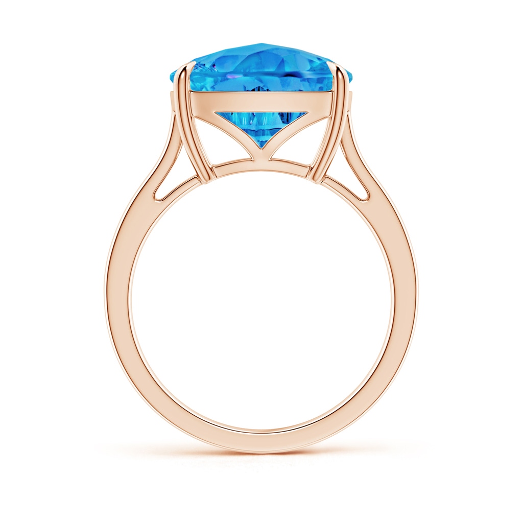12mm AAAA Claw-Set Cushion Swiss Blue Topaz Solitaire Cocktail Ring in Rose Gold - side_1