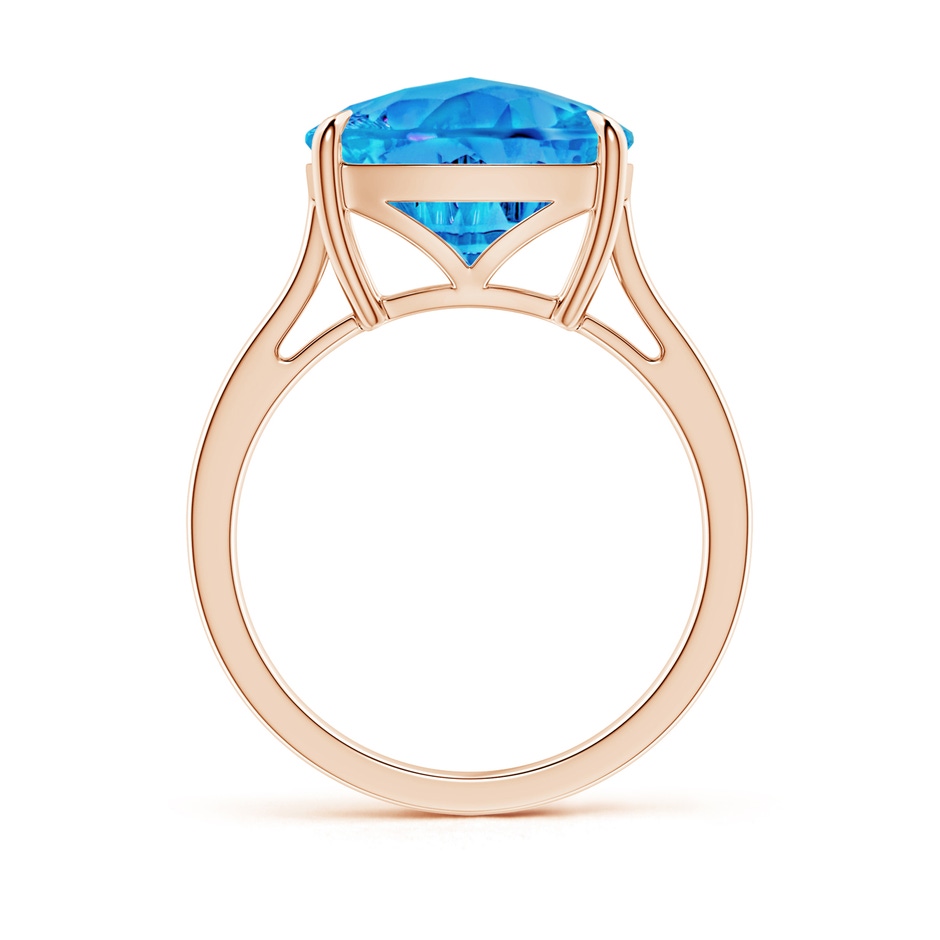 12mm AAAA Claw-Set Cushion Swiss Blue Topaz Solitaire Cocktail Ring in Rose Gold side-1