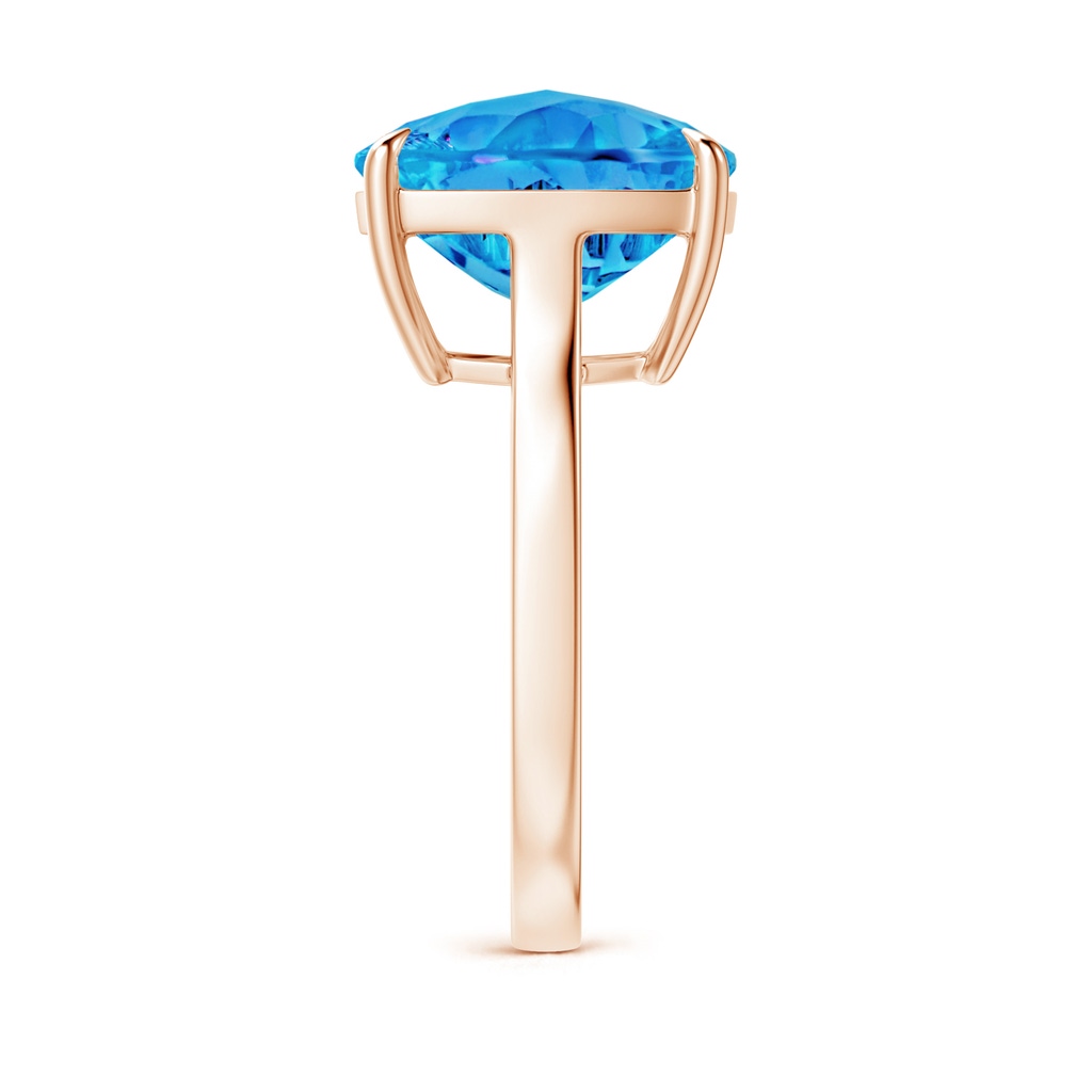 12mm AAAA Claw-Set Cushion Swiss Blue Topaz Solitaire Cocktail Ring in Rose Gold Side-2