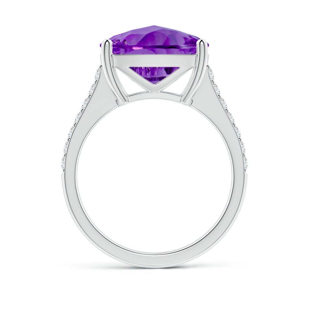 12mm AAAA Cushion Amethyst Cocktail Ring with Diamonds in White Gold Side-1