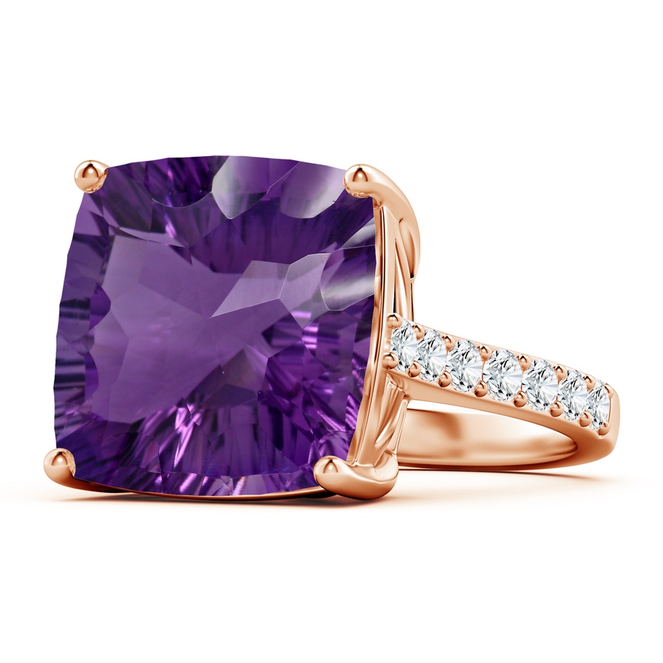 15.04x15.02x9.98mm AAAA GIA Certified Cushion Amethyst Cocktail Ring with Diamonds in 18K Rose Gold side 199