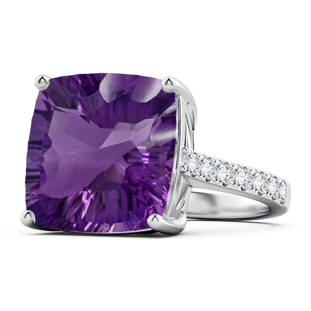 15.04x15.02x9.98mm AAAA GIA Certified Cushion Amethyst Cocktail Ring with Diamonds in White Gold Side 199