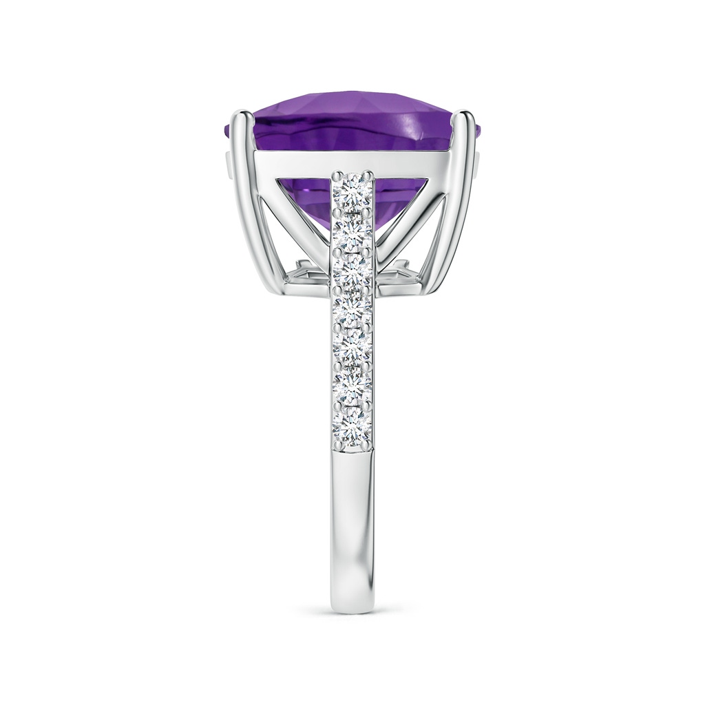 15.04x15.02x9.98mm AAAA GIA Certified Cushion Amethyst Cocktail Ring with Diamonds in White Gold Side 499