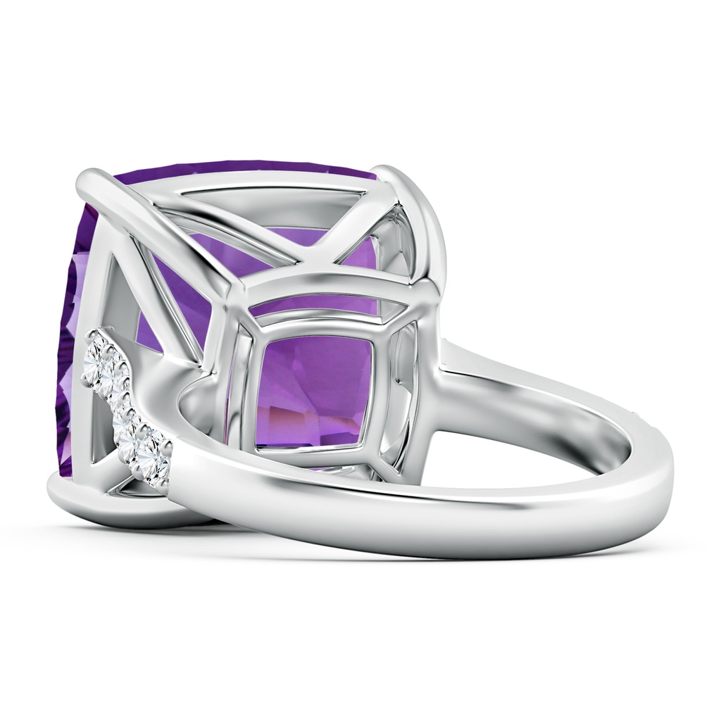 15.04x15.02x9.98mm AAAA GIA Certified Cushion Amethyst Cocktail Ring with Diamonds in White Gold Side 599