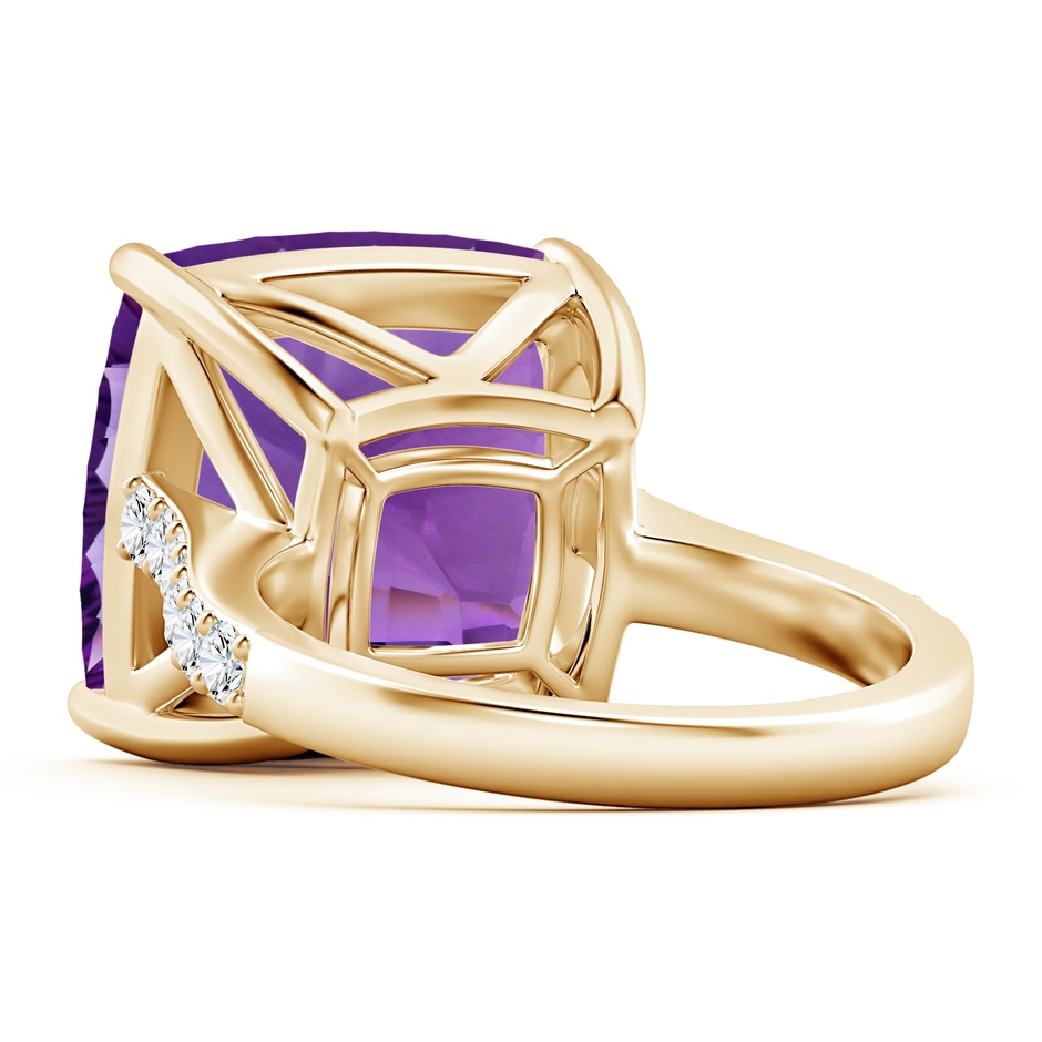 15.04x15.02x9.98mm AAAA GIA Certified Cushion Amethyst Cocktail Ring with Diamonds in Yellow Gold side 599