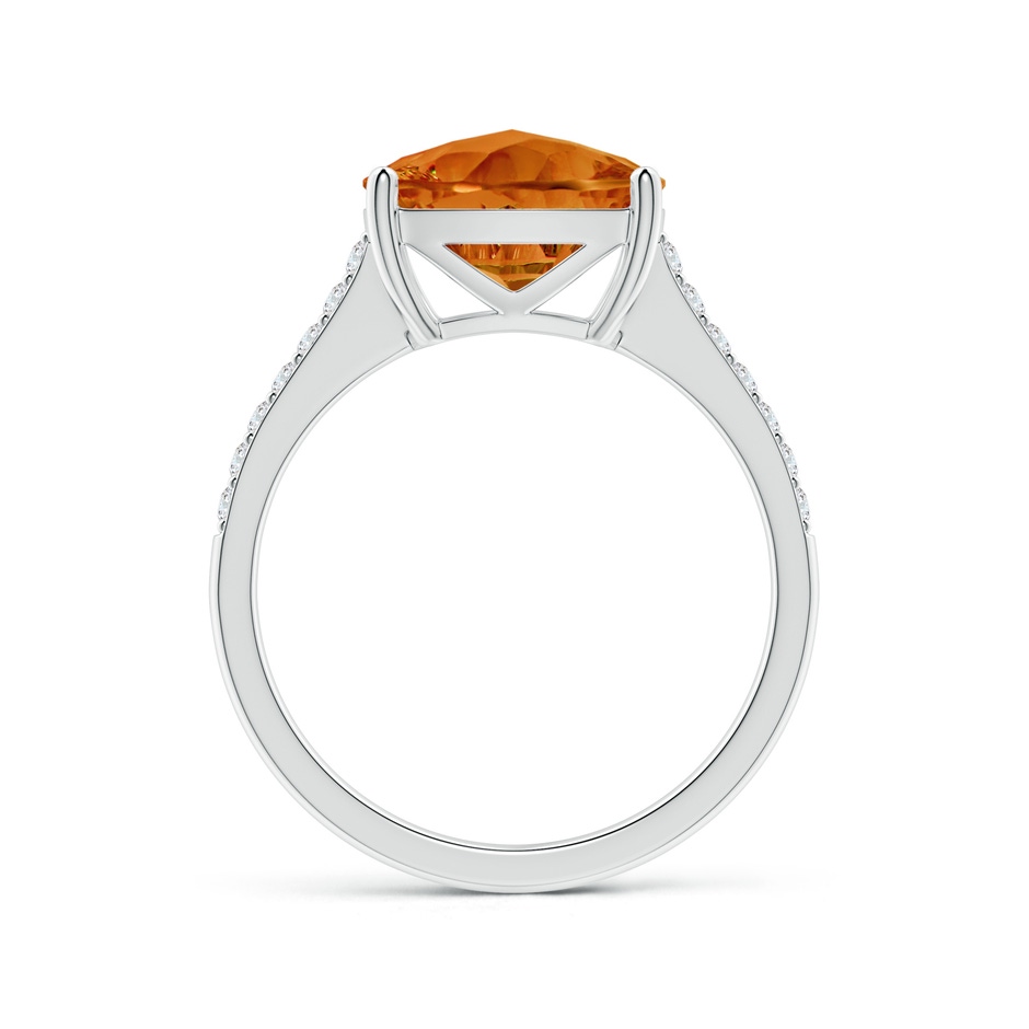 10mm AAAA Cushion Citrine Cocktail Ring with Diamonds in White Gold side-1