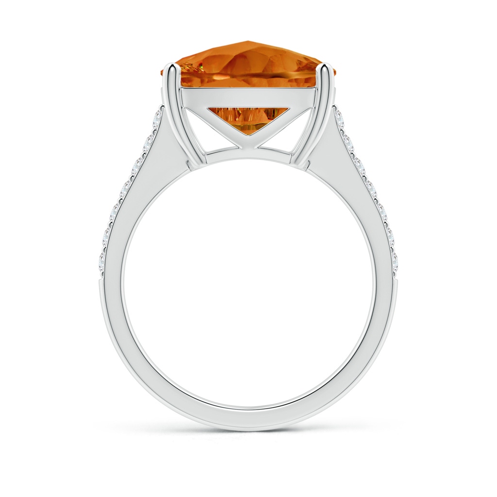 12mm AAAA Cushion Citrine Cocktail Ring with Diamonds in White Gold Side-1