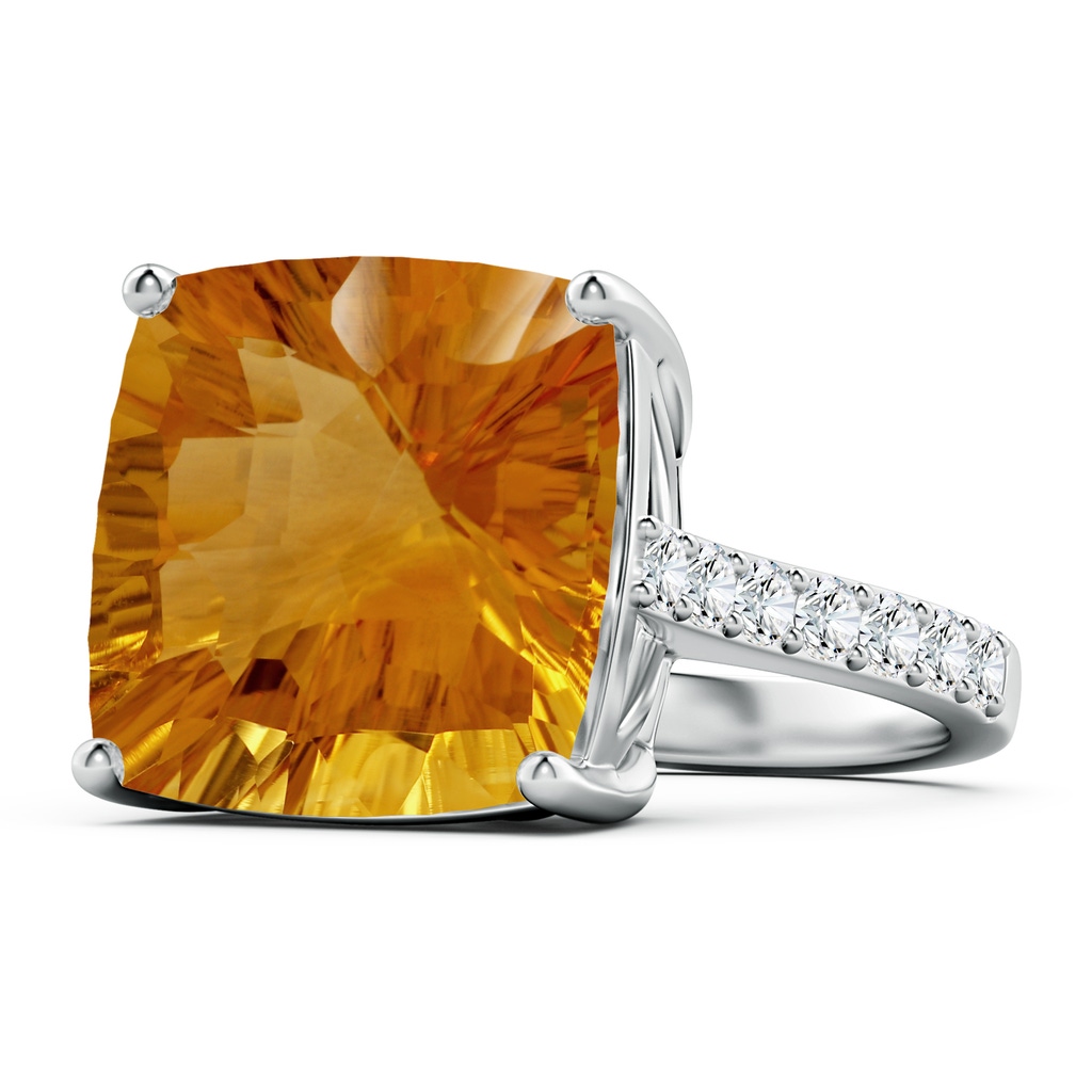 15.17x15.07x9.67mm AAAA GIA Certified Cushion Citrine Cocktail Ring with Diamonds in P950 Platinum - side 199
