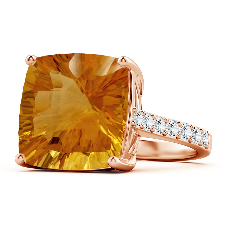 15.17x15.07x9.67mm AAAA GIA Certified Cushion Citrine Cocktail Ring with Diamonds in Rose Gold side 199
