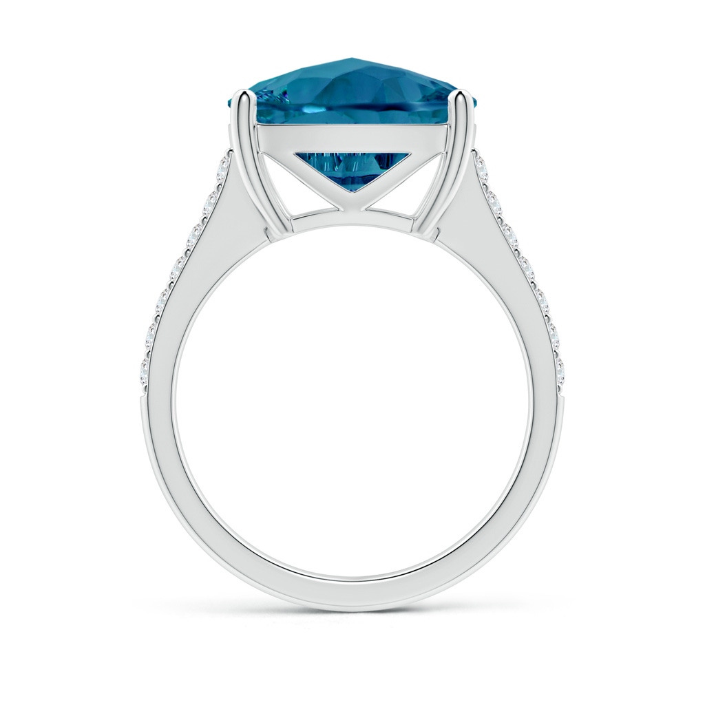 12mm AAAA Cushion London Blue Topaz Ring with Diamonds in White Gold Side-1