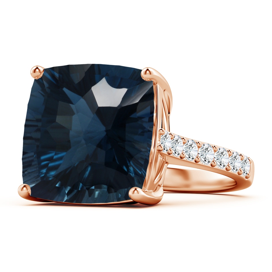 15.00x14.86x10.07mm AAAA GIA Certified Cushion London Blue Topaz Cocktail Ring with Diamonds in 18K Rose Gold side 199