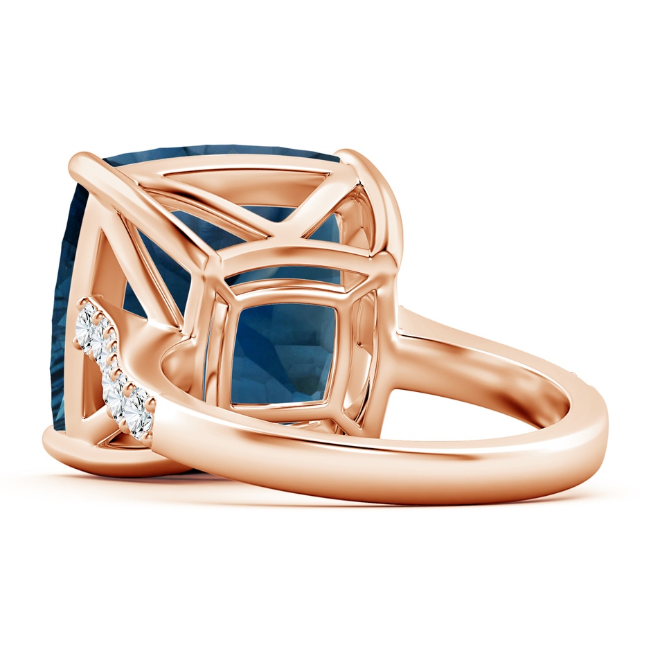15.00x14.86x10.07mm AAAA GIA Certified Cushion London Blue Topaz Cocktail Ring with Diamonds in 18K Rose Gold side 599
