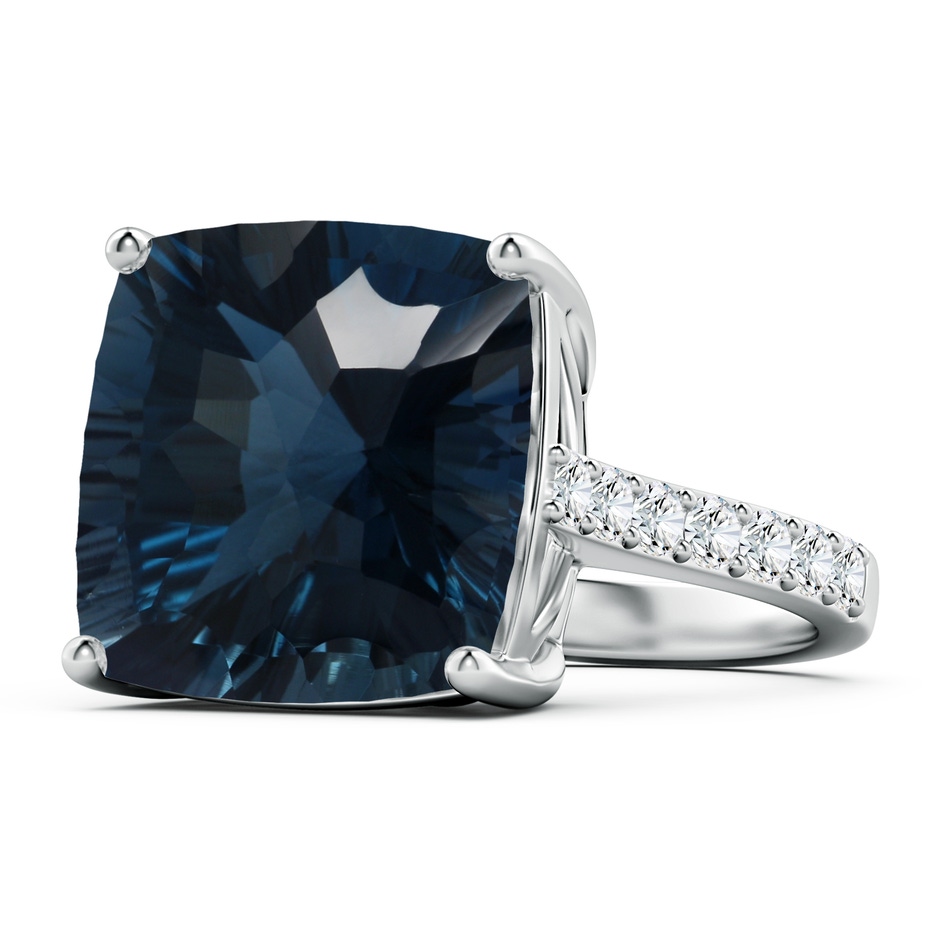 15.00x14.86x10.07mm AAAA GIA Certified Cushion London Blue Topaz Cocktail Ring with Diamonds in 18K White Gold side 199