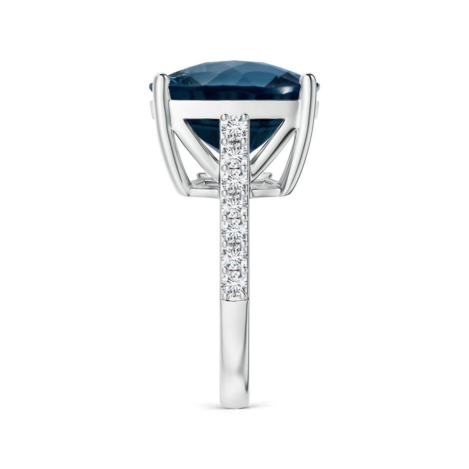 15.00x14.86x10.07mm AAAA GIA Certified Cushion London Blue Topaz Cocktail Ring with Diamonds in 18K White Gold side 499