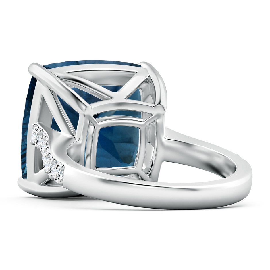 15.00x14.86x10.07mm AAAA GIA Certified Cushion London Blue Topaz Cocktail Ring with Diamonds in 18K White Gold side 599
