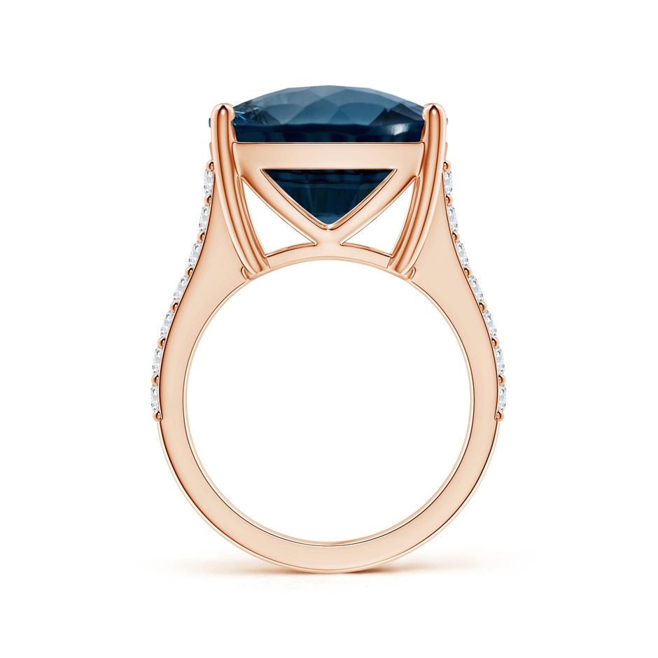 15.00x14.86x10.07mm AAAA GIA Certified Cushion London Blue Topaz Cocktail Ring with Diamonds in Rose Gold side 399
