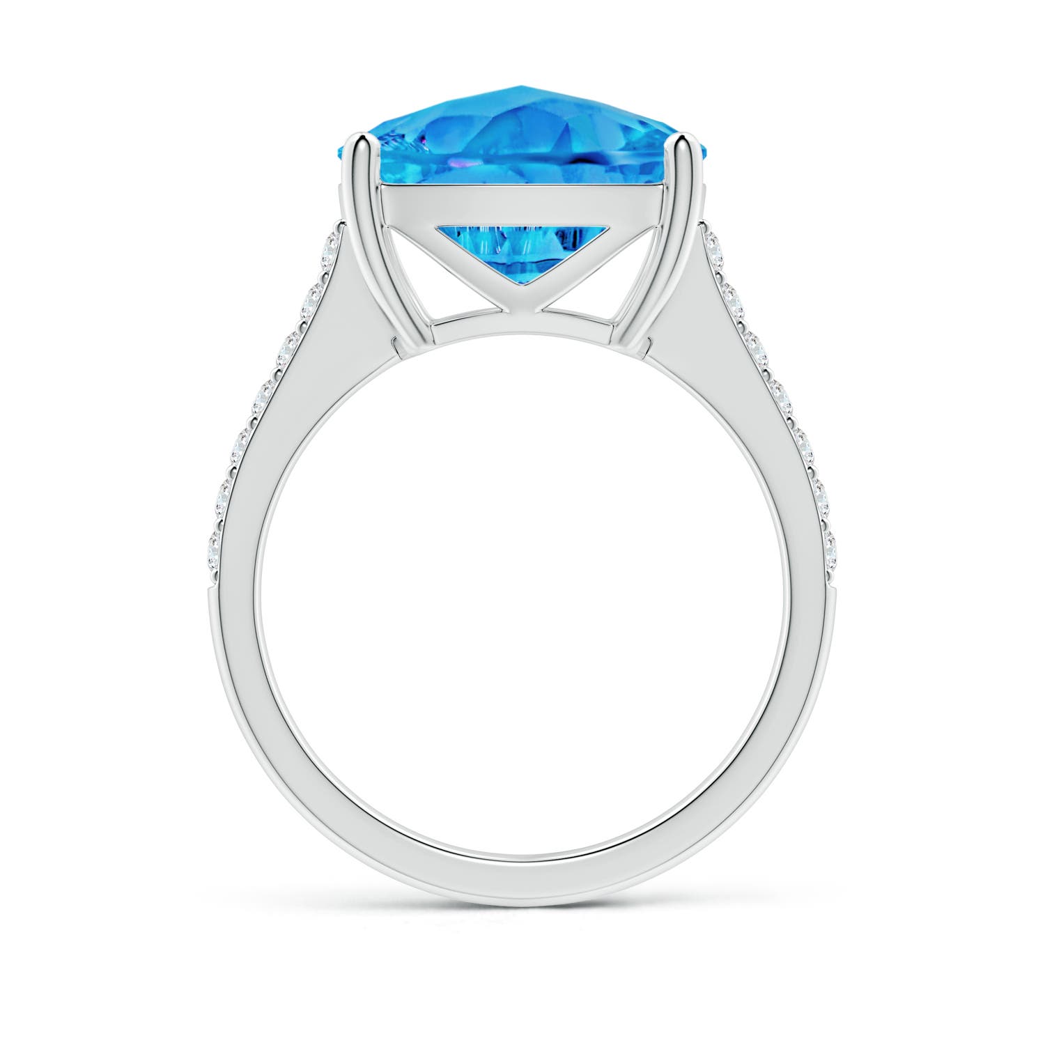 AAAA - Swiss Blue Topaz / 6.89 CT / 14 KT White Gold