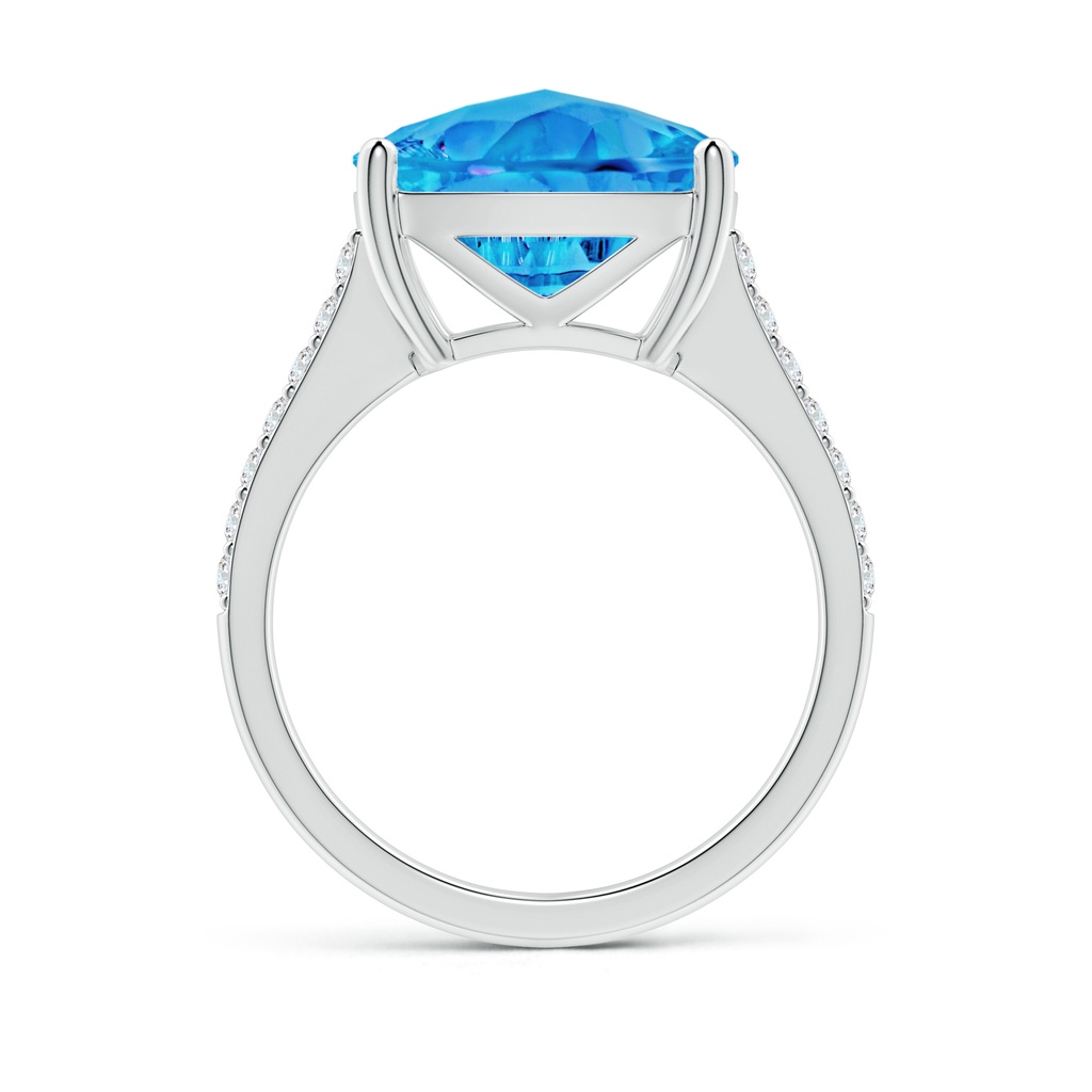12mm AAAA Cushion Swiss Blue Topaz Cocktail Ring with Diamonds in White Gold Side-1
