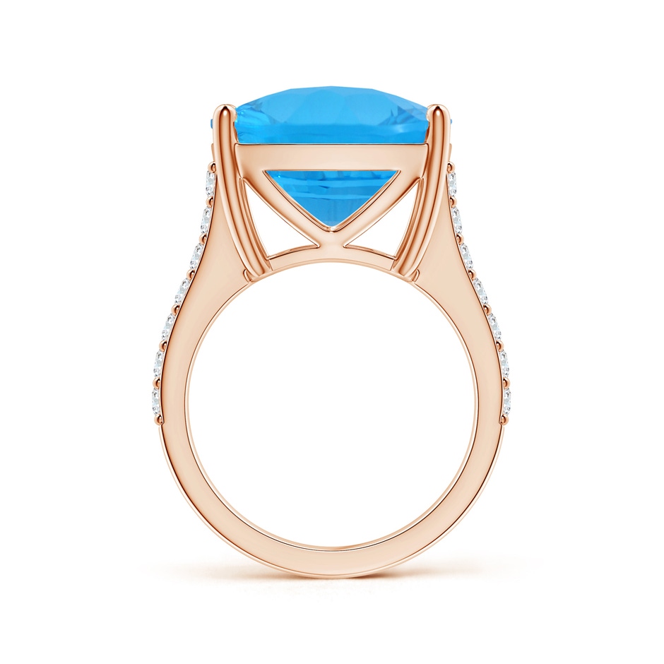 15.07x14.96x9.60mm AAAA GIA Certified Cushion Swiss Blue Topaz Cocktail Ring with Diamonds in 18K Rose Gold side 399