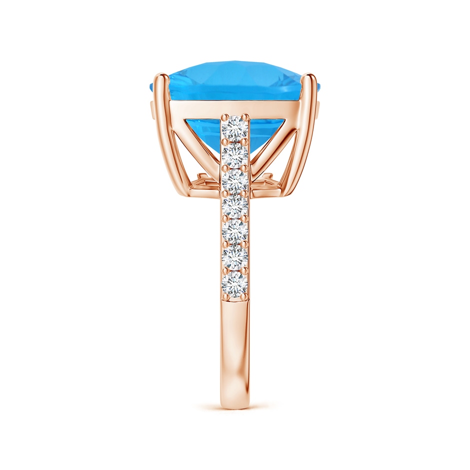 15.07x14.96x9.60mm AAAA GIA Certified Cushion Swiss Blue Topaz Cocktail Ring with Diamonds in 18K Rose Gold side 499