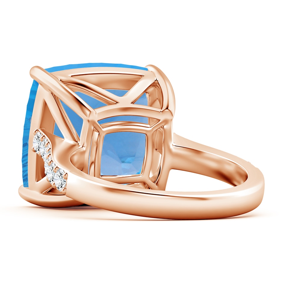 15.07x14.96x9.60mm AAAA GIA Certified Cushion Swiss Blue Topaz Cocktail Ring with Diamonds in 18K Rose Gold side 599