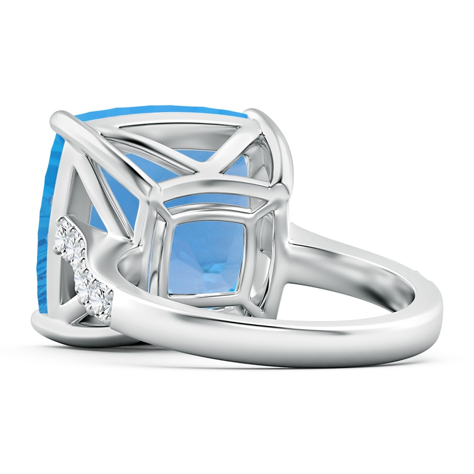 15.07x14.96x9.60mm AAAA GIA Certified Cushion Swiss Blue Topaz Cocktail Ring with Diamonds in White Gold side 599