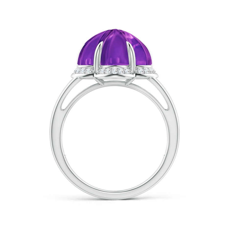 12mm AAAA Six-Petal Amethyst Flower Triple Shank Cocktail Ring in White Gold side-1