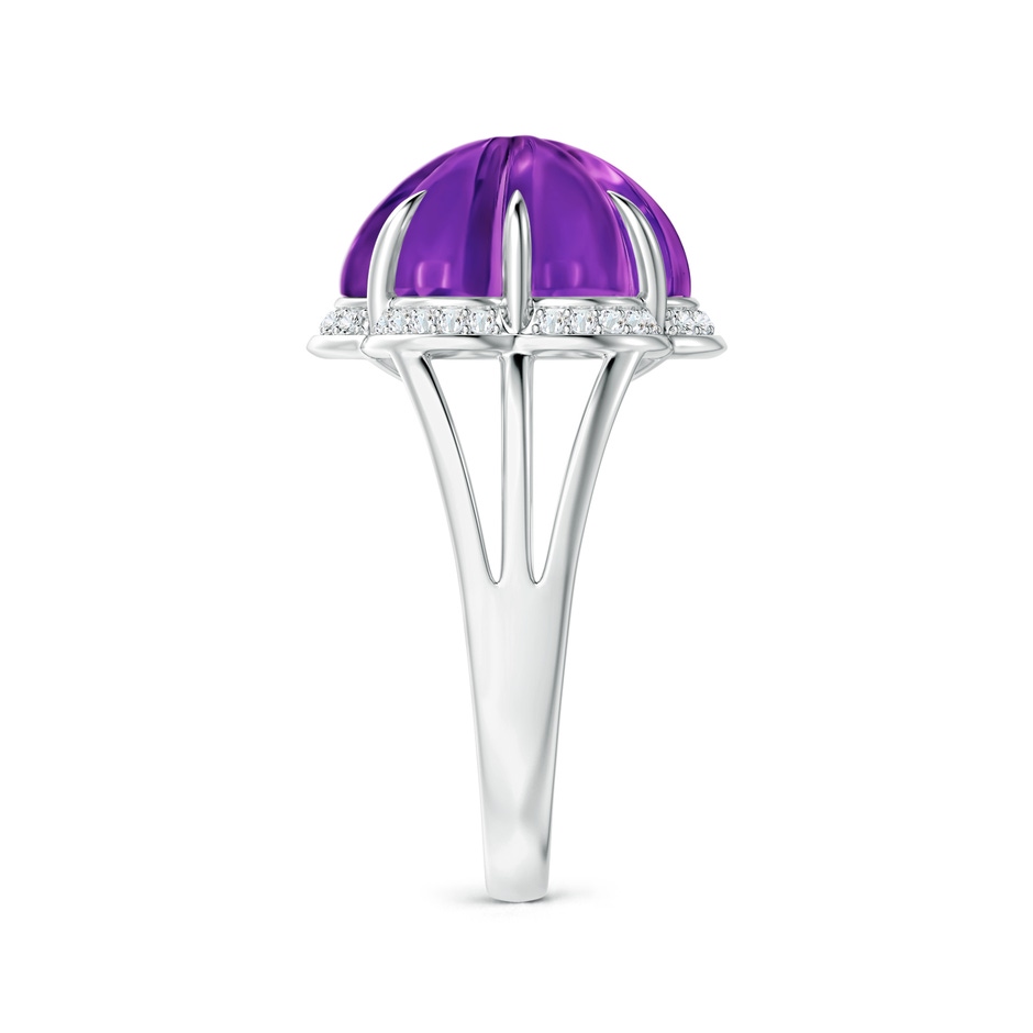 12mm AAAA Six-Petal Amethyst Flower Triple Shank Cocktail Ring in White Gold side-2