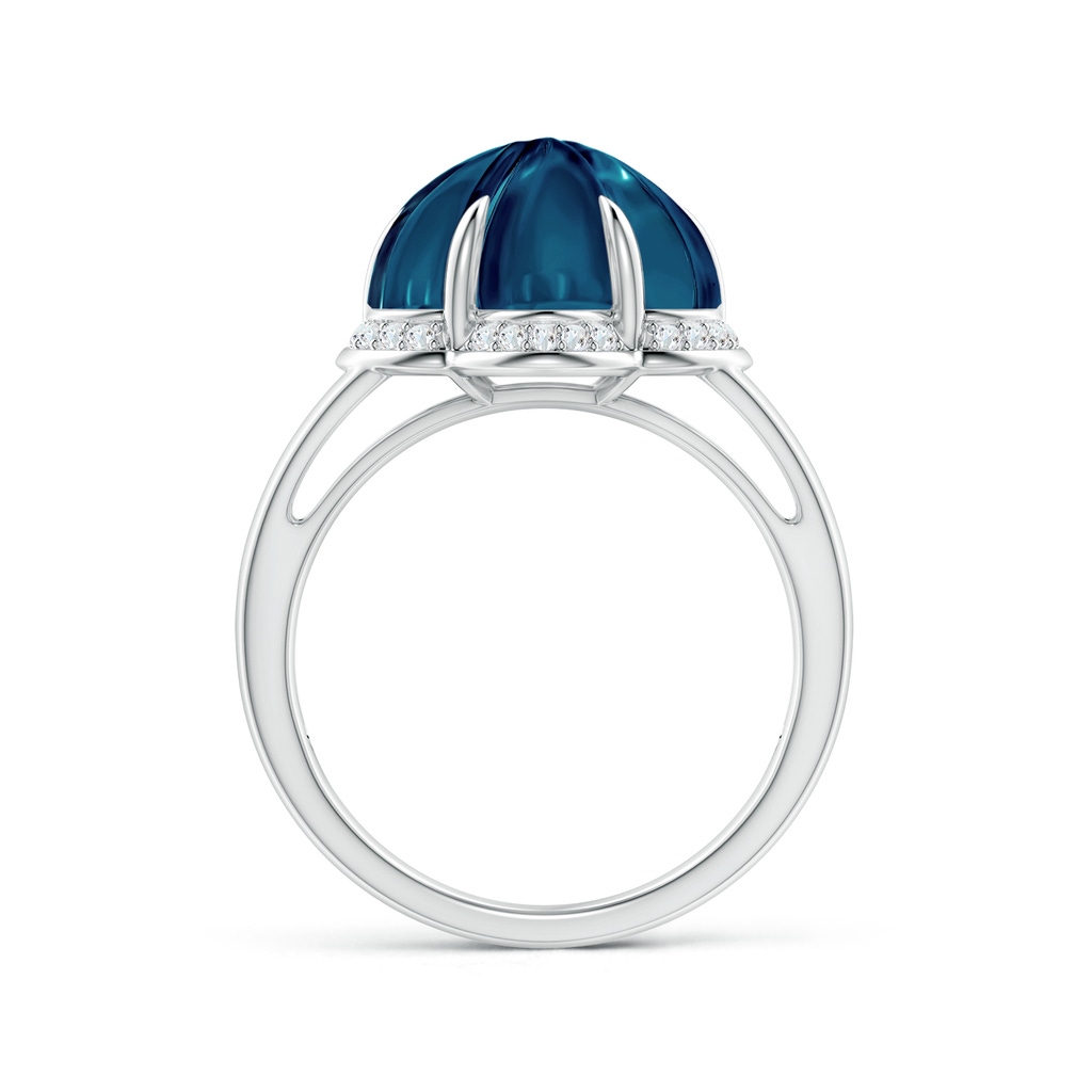 12mm AAAA Six-Petal London Blue Topaz Flower Triple Shank Cocktail Ring in White Gold Side-1