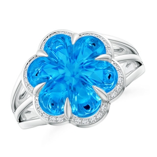 6 Petal Flower AAAA Swiss Blue Topaz