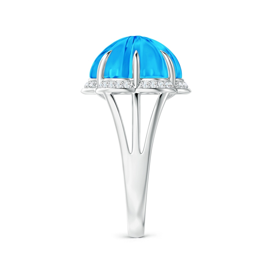 12mm AAAA Six-Petal Swiss Blue Topaz Flower Triple Shank Cocktail Ring in White Gold Side-2