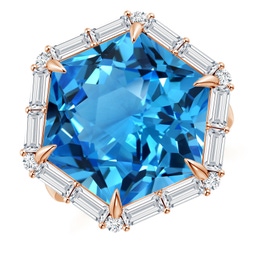 Fashion Rose Gold Swiss Blue Topaz Rings