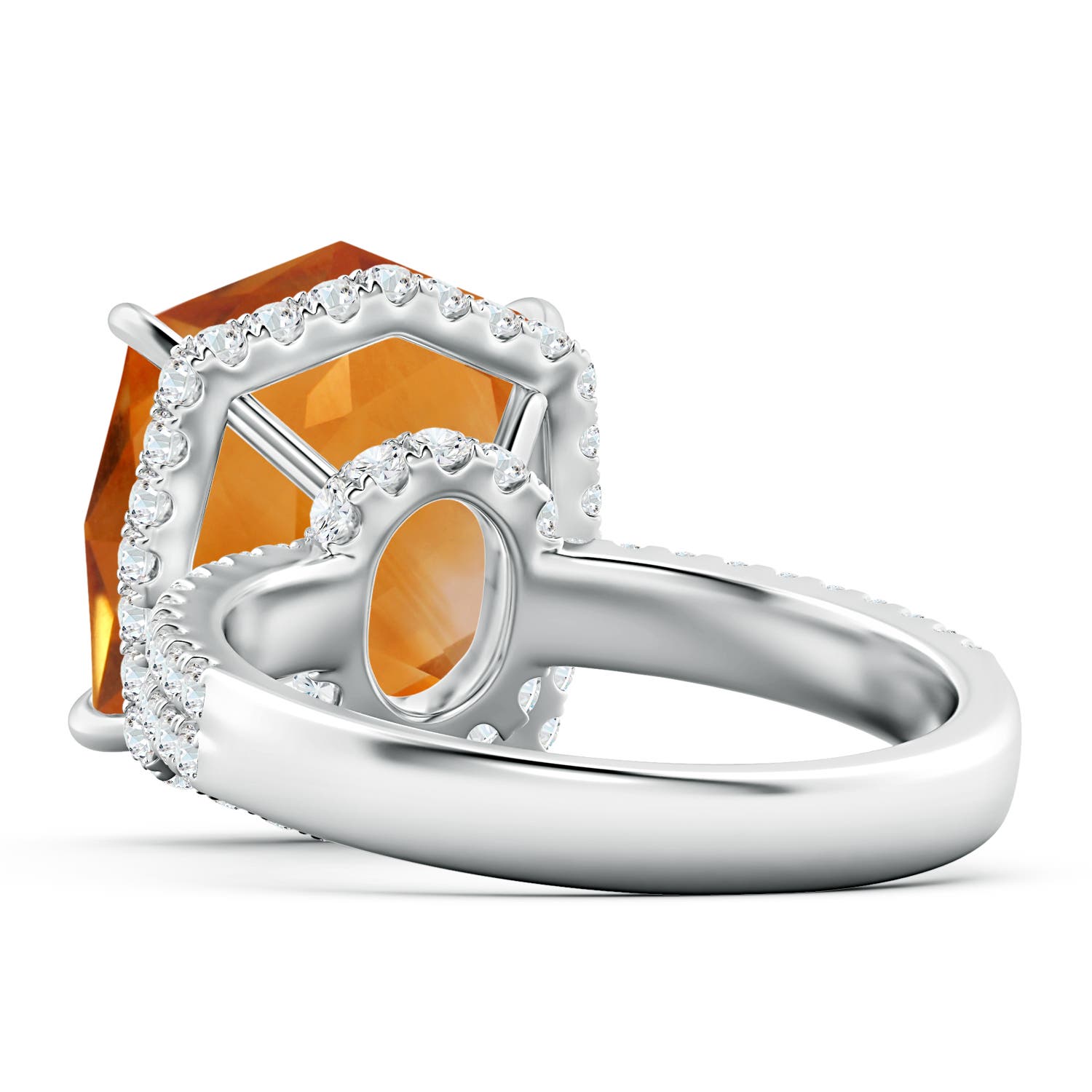 GIA Certified Rectangular Cushion Citrine Hidden Halo Cocktail Ring