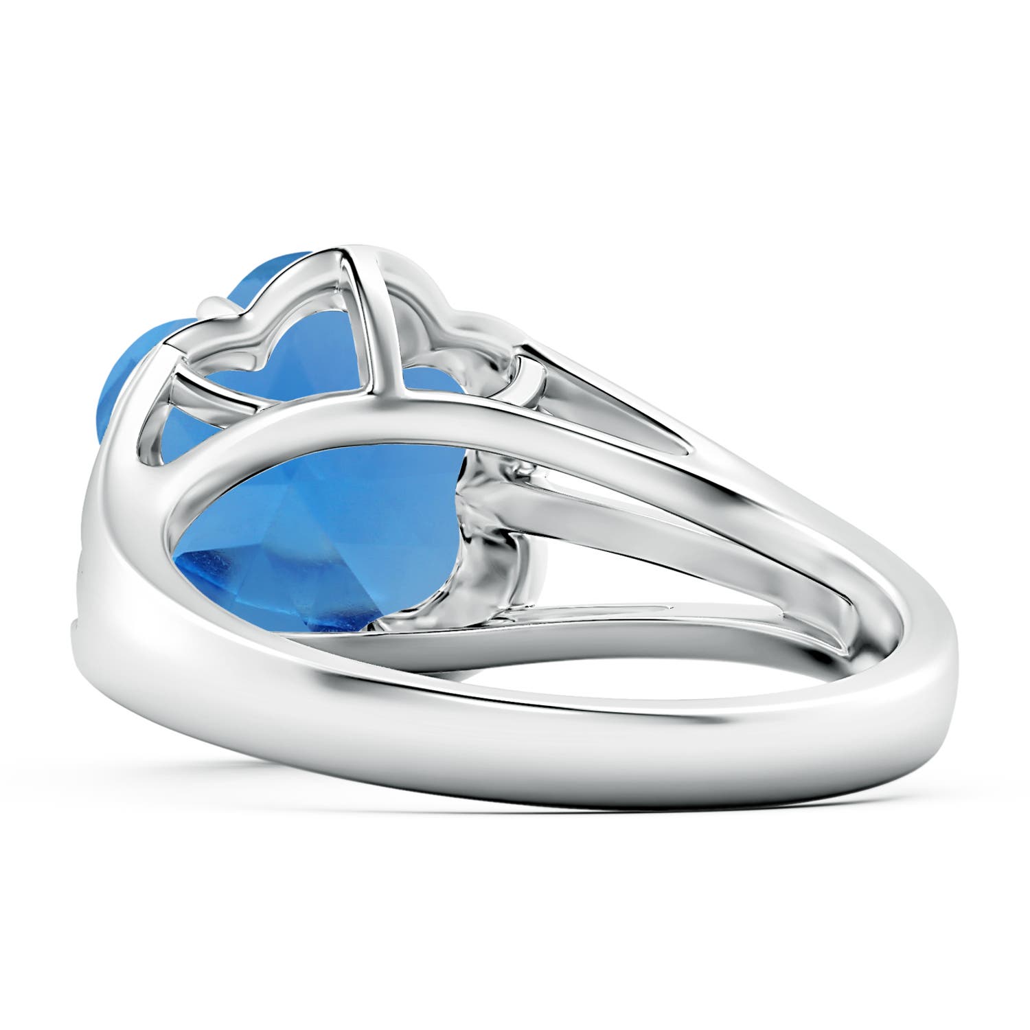 GIA Certified Six-Petal Swiss Blue Topaz Flower Triple Shank